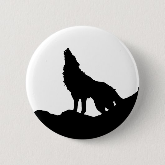 Lone Wolf Stehend auf einem Hügel Button (Vorderseite)