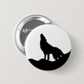 Lone Wolf Stehend auf einem Hügel Button (Vorne & Hinten)