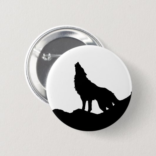 Lone Wolf Stehend auf einem Hügel Button (Vorne & Hinten)