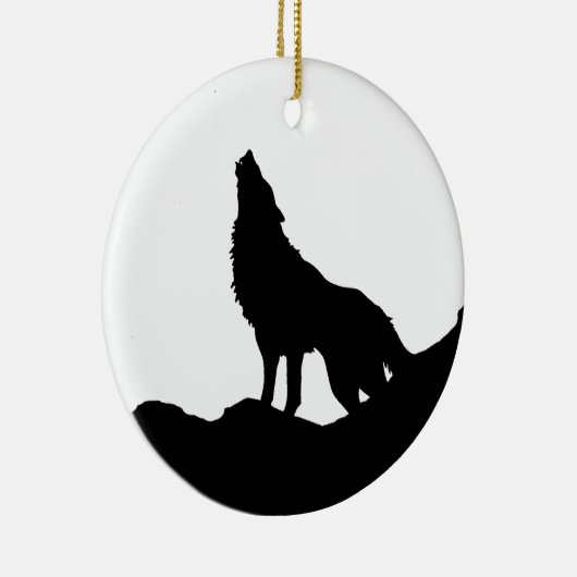 Lone Wolf Stehend auf einem Hügel Keramikornament (Rechts)