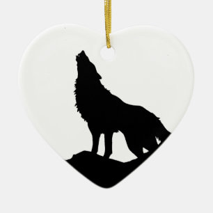 Lone Wolf Stehend auf einem Hügel Keramikornament