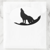 Lone Wolf Stehend auf einem Hügel Ovaler Aufkleber (Tasche)