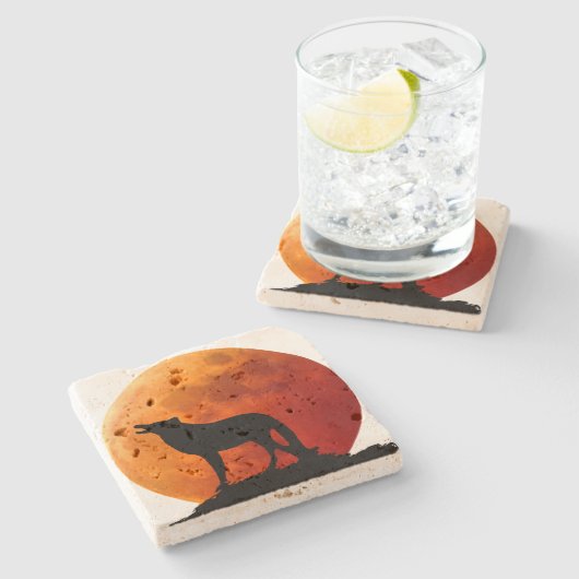 Lone Wolf Stone Untersetzer (Seitenansicht)