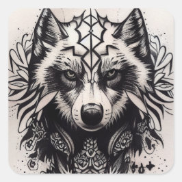 Lone Wolf Tribal Tattoo Wolves Powerwolf Pack Quadratischer Aufkleber