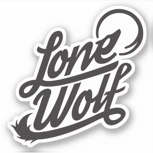 Lone Wolf Typografisches Logo Aufkleber (Vorderseite)