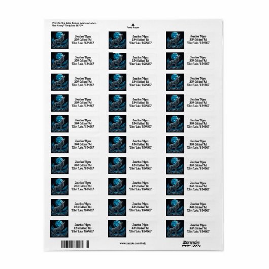 Lone Wolf und Vollmond Schwarz und Blau (Vorne)