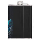 Lone Wolf und Vollmond Schwarz und Blau Flachmann (Rückseite)