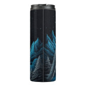 Lone Wolf und Vollmond Schwarz und Blau Thermosbecher (Rückseite)