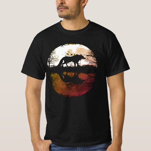 Lone Wolf unter Vollmond T-Shirt (Vorderseite)