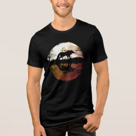 Lone Wolf unter Vollmond Tri-Blend Shirt