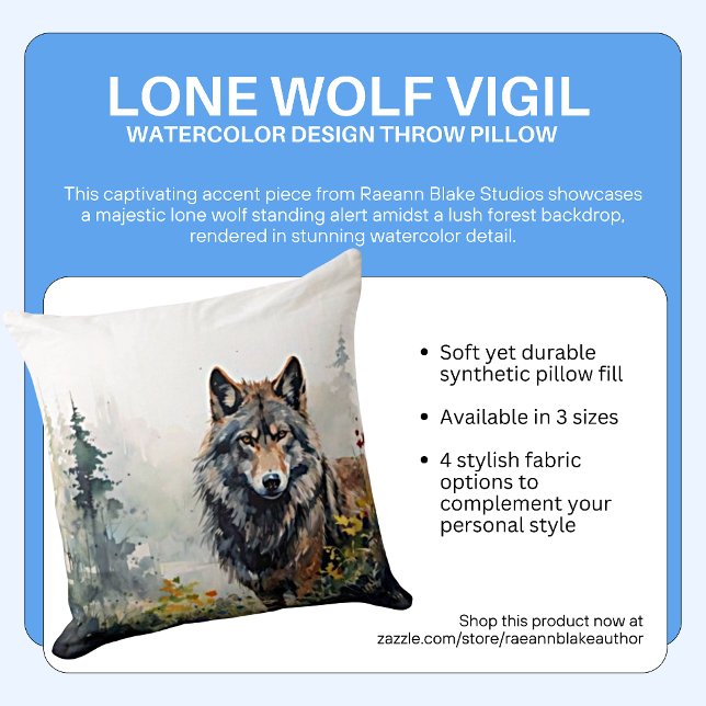Lone Wolf Vigil Watercolor Design Throw Kissen (Von Creator hochgeladen)