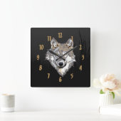 Lone Wolf Wall Clock Quadratische Wanduhr (Zuhause)