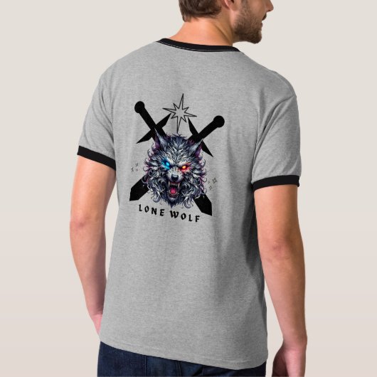 Lone Wolf Warrior T-Shirt – Wilder Alpha-Wolf mit (Rückseite)