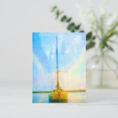 Lone Yacht Vibranding Digital Painting Postcard Postkarte (Stehend Vorderseite)