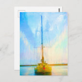 Lone Yacht Vibranding Digital Painting Postcard Postkarte (Vorne/Hinten)
