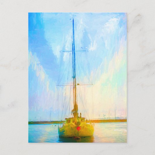 Lone Yacht Vibranding Digital Painting Postcard Postkarte (Vorderseite)