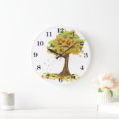Lonely Autumn Tree Große Wanduhr (Zuhause)