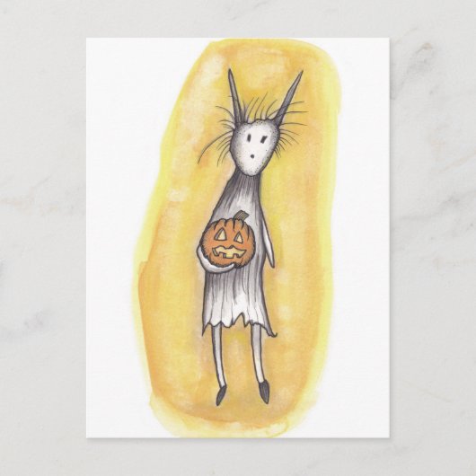Lonely Ghoul mit Pumpkin Postkarte (Vorderseite)