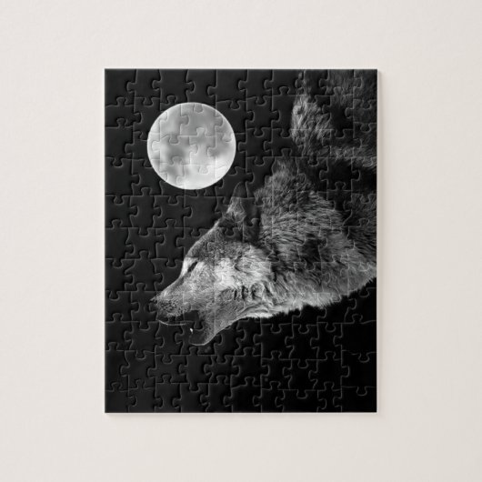 Lonely Grey Wolf & Fullmoon Puzzle (Vertikal)