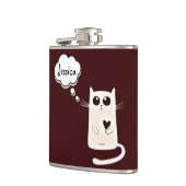 Lonely Hearts Cat Personalisiert Burgundy Flachmann (Links)