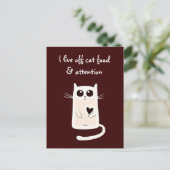 Lonely Hearts Cat Quote Postkarte (Stehend Vorderseite)