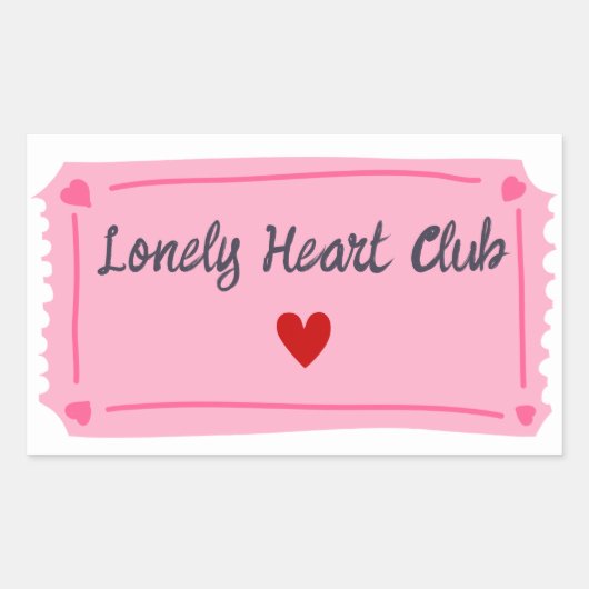 Lonely Hearts Club Valentinstag Rechteckiger Aufkleber (Vorderseite)