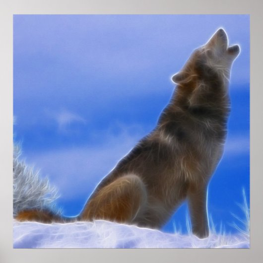 Lonely Howling Endangered Gray Wolf Poster (Vorne)