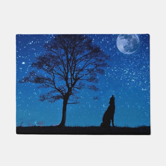 Lonely Howling Wolf Doormat Fußmatte (Vorderseite)