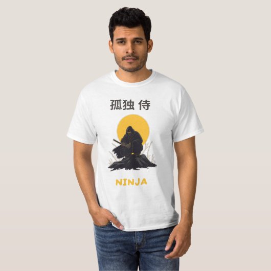 Lonely Ninja Samurai Art Design T-Shirt (Vorne ganz)