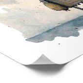 "Lonely Robot with Balloon" - Aquarellmalerei Poster (Ecke)