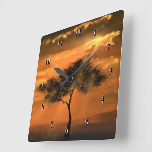 Lonely Tree Sunams Moderne Uhr (Winkel)