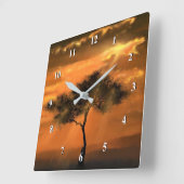 Lonely Tree Sunams Wall Clock Quadratische Wanduhr (Winkel)