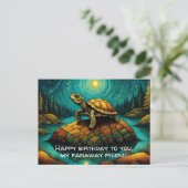 Lonely Turtle Long Distance Friend Geburtstag Postkarte (Stehend Vorderseite)