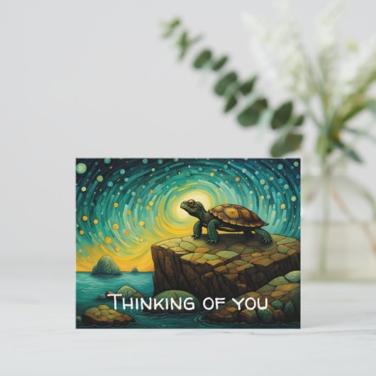 Lonely Turtle Thinking Postkarte (Stehend Vorderseite)