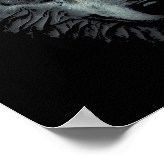 Lonely Wolf Gesicht schwarz Poster (Ecke)