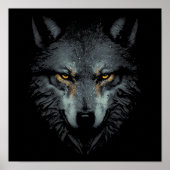 Lonely Wolf Gesicht schwarz Poster (Vorne)