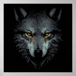 Lonely Wolf Gesicht schwarz Poster