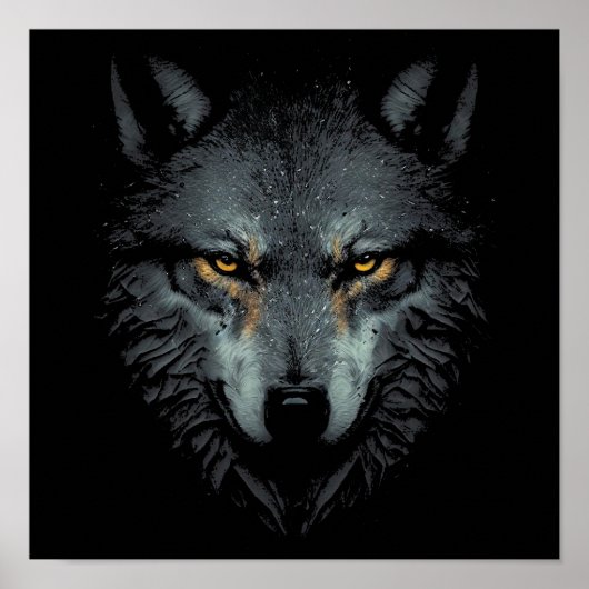Lonely Wolf Gesicht schwarz Poster (Vorne)