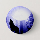 Lonely Wolf Howling auf Moon Button (Vorderseite)