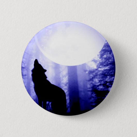 Lonely Wolf Howling auf Moon Button (Vorderseite)