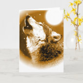 Lonely Wolf Howling auf Moon Karte (Gelbe Blume)