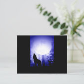 Lonely Wolf Howling auf Moon Postkarte (Stehend Vorderseite)