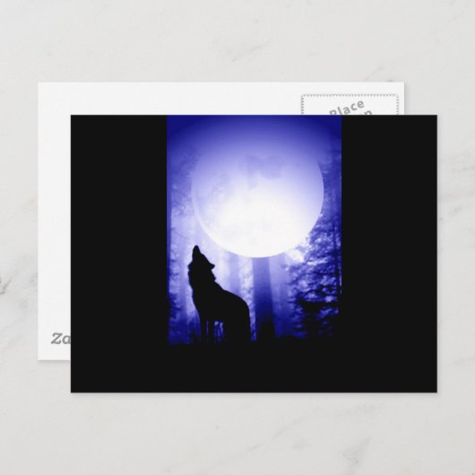 Lonely Wolf Howling auf Moon Postkarte (Vorne/Hinten)