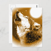 Lonely Wolf Howling auf Moon Postkarte (Vorne/Hinten)