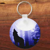 Lonely Wolf Howling auf Moon Schlüsselanhänger (Vorderseite)