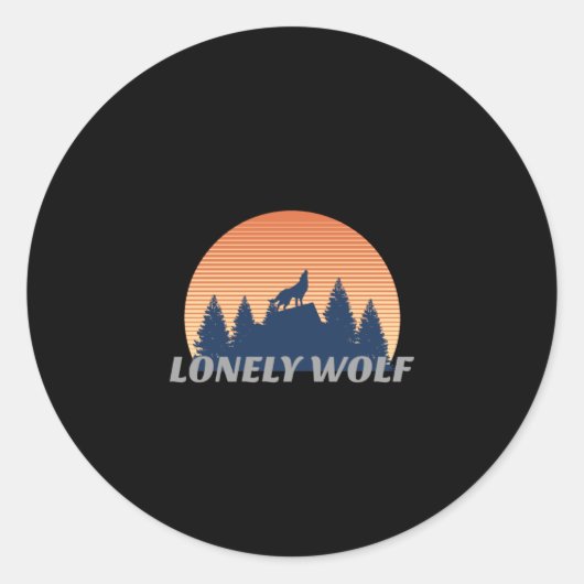 Lonely Wolf Phantastisch Howling Fade Sunset Silho Runder Aufkleber (Vorderseite)