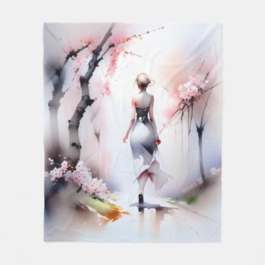 Lonely Woman Walking Fleecedecke (Vorderseite)