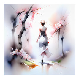 Lonely Woman Walking Fotodruck