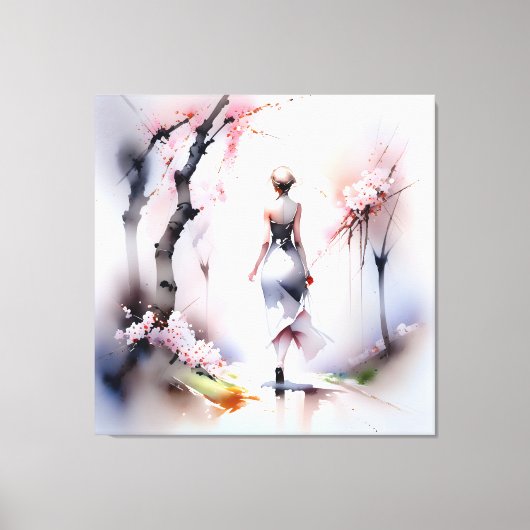 Lonely Woman Walking Leinwanddruck (Vorderseite)