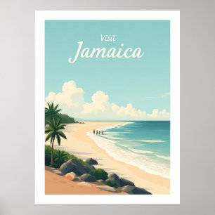 Long Bay Beach, Jamaika – Vintage-Illustration Poster